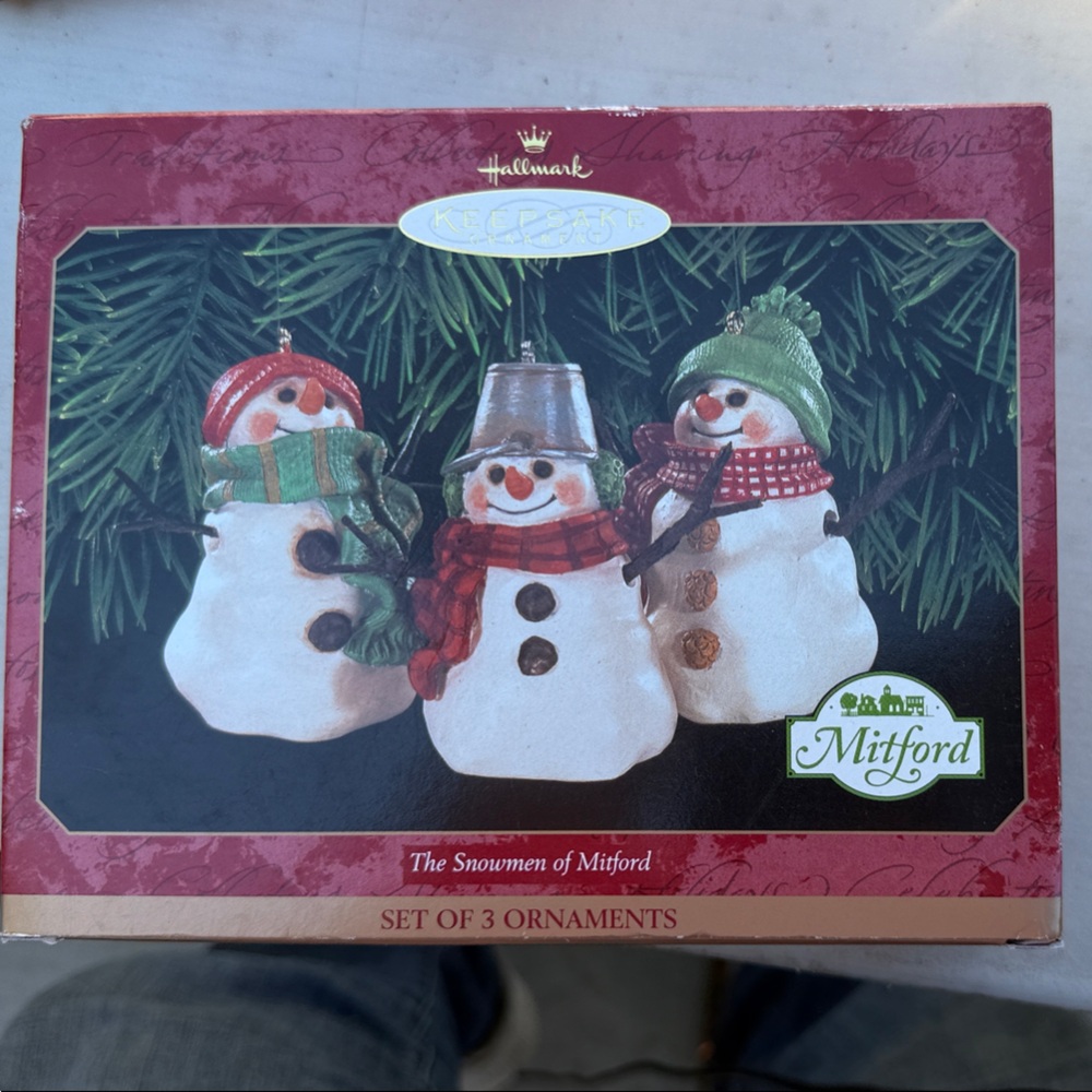 Hallmark Trio of Festive Snowman Ornaments